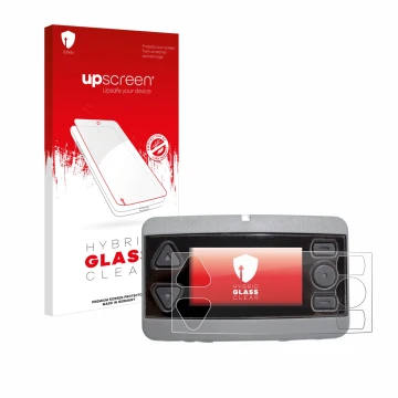 Vorderseite einer Produktverpackung mit dem Markenlogo upscreen. Daneben ist das Gerät Airbus P8GR mit dem zugehörigen Display