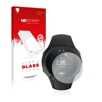 Vorderseite einer Produktverpackung mit dem Markenlogo upscreen. Daneben ist das Gerät Suunto Spartan Trainer Wrist HR mit dem