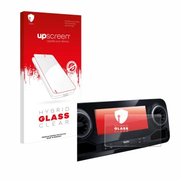 Vorderseite einer Produktverpackung mit dem Markenlogo upscreen. Daneben ist das Gerät Mercedes-Benz Sprinter 2018 MBUX 7