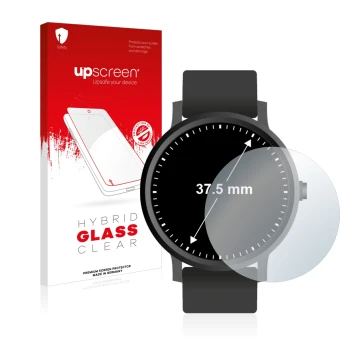 Vorderseite einer Produktverpackung mit dem Markenlogo upscreen. Daneben ist das Gerät Armbanduhren (Kreisrund, ø: 37.5 mm) mi