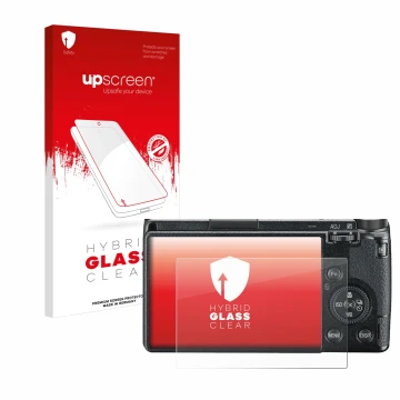 Vorderseite einer Produktverpackung mit dem Markenlogo upscreen. Daneben ist das Gerät Ricoh GR III 2019 R02010 mit dem zugehö