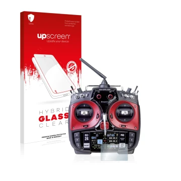 Vorderseite einer Produktverpackung mit dem Markenlogo upscreen. Daneben ist das Gerät Graupner mz-24 Pro mit dem zugehörigen 