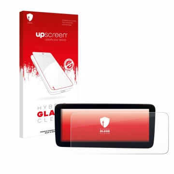 Vorderseite einer Produktverpackung mit dem Markenlogo upscreen. Daneben ist das Gerät Mercedes-Benz Actros 2019 Cockpit 12