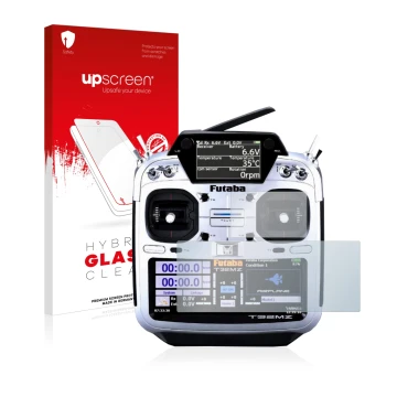 Vorderseite einer Produktverpackung mit dem Markenlogo upscreen. Daneben ist das Gerät Robbe Futaba T32MZ mit dem zugehörigen 