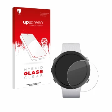 Vorderseite einer Produktverpackung mit dem Markenlogo upscreen. Daneben ist das Gerät Garmin Swim 2 mit dem zugehörigen Displ