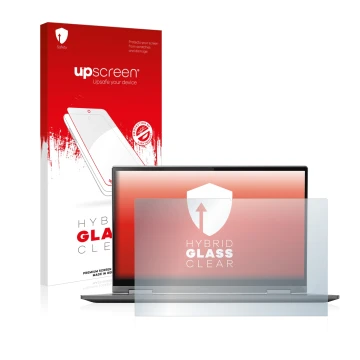 Vorderseite einer Produktverpackung mit dem Markenlogo upscreen. Daneben ist das Gerät Lenovo Yoga C740 14