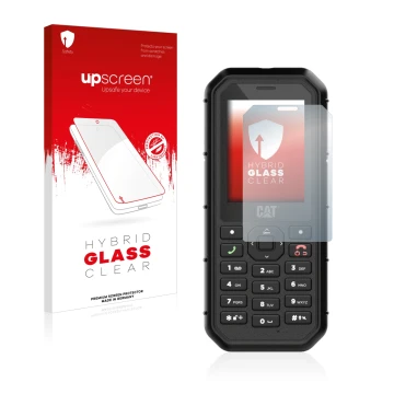 Vorderseite einer Produktverpackung mit dem Markenlogo upscreen. Daneben ist das Gerät Caterpillar Cat B26 mit dem zugehörigen