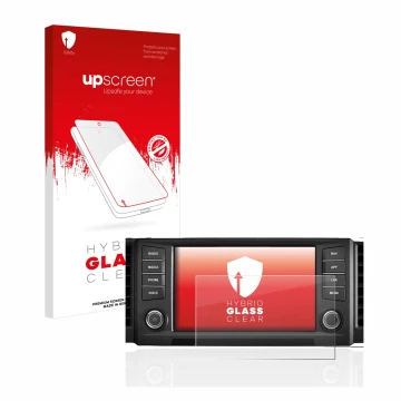 Vorderseite einer Produktverpackung mit dem Markenlogo upscreen. Daneben ist das Gerät Seat Leon 5F 2018 Media System Plus 201