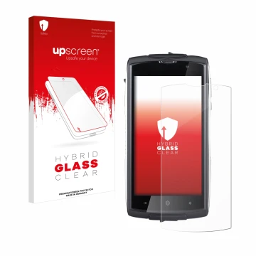 Vorderseite einer Produktverpackung mit dem Markenlogo upscreen. Daneben ist das Gerät GoClever Quantum 500 Steel mit dem zuge