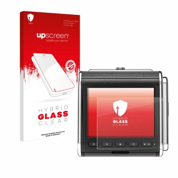 Vorderseite einer Produktverpackung mit dem Markenlogo upscreen. Daneben ist das Gerät Hasselblad CFV II-2 50C 907X mit dem zu