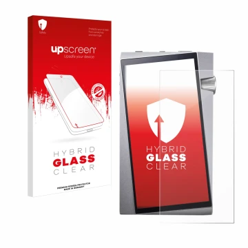 Vorderseite einer Produktverpackung mit dem Markenlogo upscreen. Daneben ist das Gerät Astell&Kern A&norma SR25 mit dem zugehö