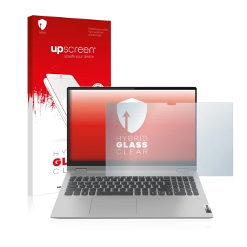 Vorderseite einer Produktverpackung mit dem Markenlogo upscreen. Daneben ist das Gerät Lenovo IdeaPad Flex 5 15