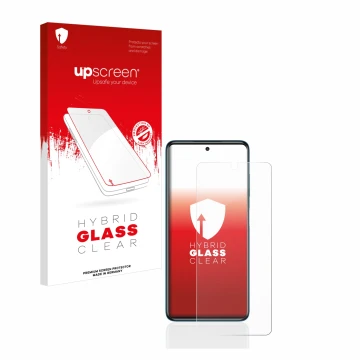 Vorderseite einer Produktverpackung mit dem Markenlogo upscreen. Daneben ist das Gerät Xiaomi Poco X3 NFC mit dem zugehörigen 