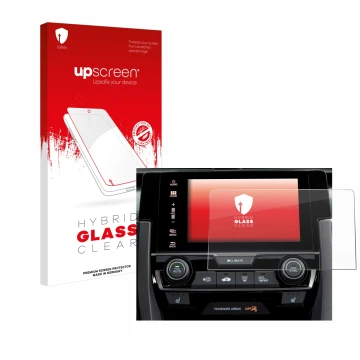 Vorderseite einer Produktverpackung mit dem Markenlogo upscreen. Daneben ist das Gerät Honda Civic 2020 Infotainment System 20