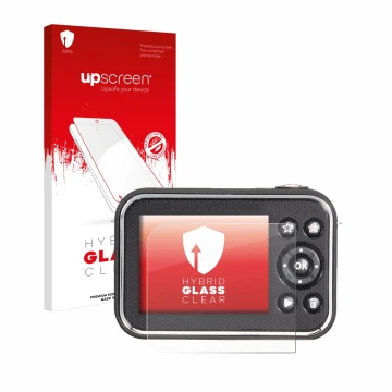 Vorderseite einer Produktverpackung mit dem Markenlogo upscreen. Daneben ist das Gerät Vtech Kidizoom Video Studio HD mit dem 