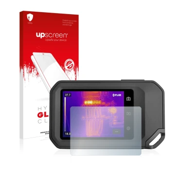 Vorderseite einer Produktverpackung mit dem Markenlogo upscreen. Daneben ist das Gerät Flir C5 mit dem zugehörigen Displayschu