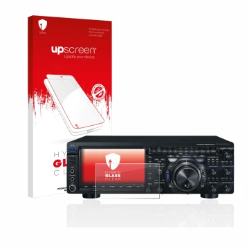 Vorderseite einer Produktverpackung mit dem Markenlogo upscreen. Daneben ist das Gerät Yaesu FT-DX101D mit dem zugehörigen Dis