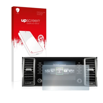 Vorderseite einer Produktverpackung mit dem Markenlogo upscreen. Daneben ist das Gerät Skoda Columbus Kodiaq 2020-2021 Infotai
