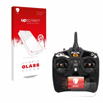 Vorderseite einer Produktverpackung mit dem Markenlogo upscreen. Daneben ist das Gerät Spektrum NX10 mit dem zugehörigen Displ