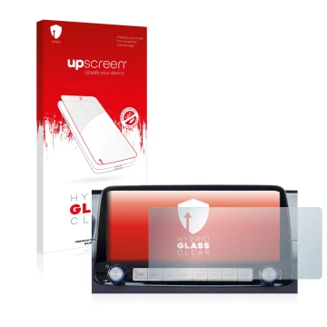 Vorderseite einer Produktverpackung mit dem Markenlogo upscreen. Daneben ist das Gerät Hyundai Kona 2020 Infotainment System 1