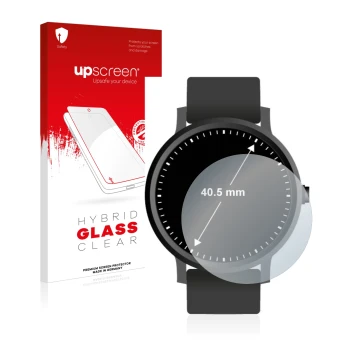 Vorderseite einer Produktverpackung mit dem Markenlogo upscreen. Daneben ist das Gerät Armbanduhren (Kreisrund, ø: 40.5 mm) mi