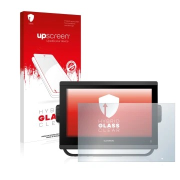 Vorderseite einer Produktverpackung mit dem Markenlogo upscreen. Daneben ist das Gerät Garmin GPSMAP 923 mit dem zugehörigen D