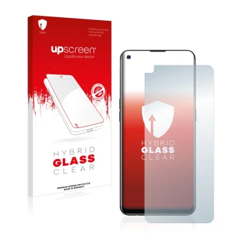 Vorderseite einer Produktverpackung mit dem Markenlogo upscreen. Daneben ist das Gerät Oppo F19 Pro Plus 5G mit dem zugehörige