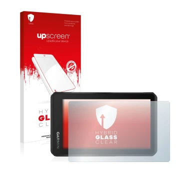 Vorderseite einer Produktverpackung mit dem Markenlogo upscreen. Daneben ist das Gerät Garmin Tread 5.5