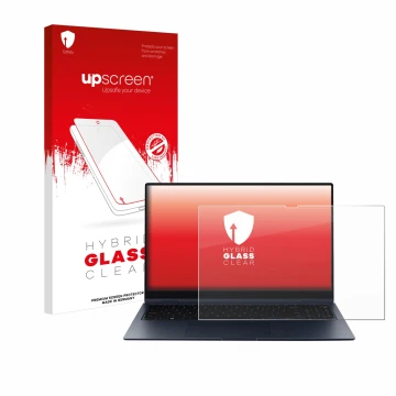 Vorderseite einer Produktverpackung mit dem Markenlogo upscreen. Daneben ist das Gerät Samsung Galaxy Book Pro 360 15