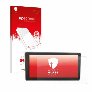 Vorderseite einer Produktverpackung mit dem Markenlogo upscreen. Daneben ist das Gerät Audi A4 B9 2017 MMI Plus 8
