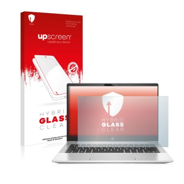 Vorderseite einer Produktverpackung mit dem Markenlogo upscreen. Daneben ist das Gerät HP ProBooks 430 G8 mit dem zugehörigen 