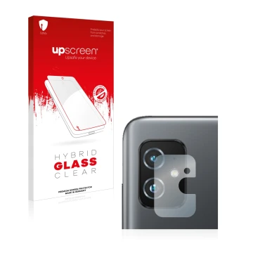 Vorderseite einer Produktverpackung mit dem Markenlogo upscreen. Daneben ist das Gerät ASUS ZenFone 8 (NUR Kameraschutz) mit d