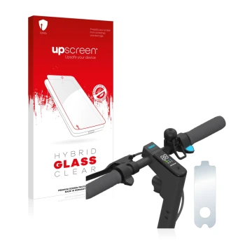 Vorderseite einer Produktverpackung mit dem Markenlogo upscreen. Daneben ist das Gerät Segway Ninebot KickScooter MAX G30D mit