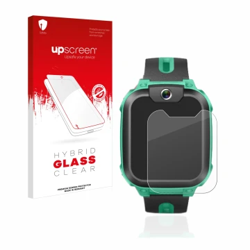 Vorderseite einer Produktverpackung mit dem Markenlogo upscreen. Daneben ist das Gerät Imoo Watch Phone Z1 mit dem zugehörigen