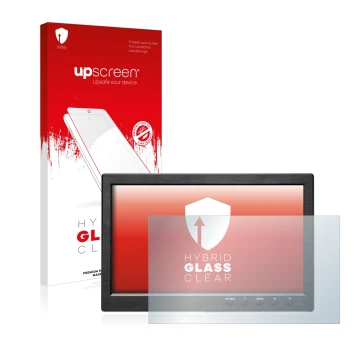 Vorderseite einer Produktverpackung mit dem Markenlogo upscreen. Daneben ist das Gerät Podofo HD Monitor 10.1