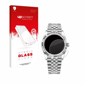 Vorderseite einer Produktverpackung mit dem Markenlogo upscreen. Daneben ist das Gerät Rolex Datejust 36 mit dem zugehörigen D