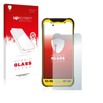 Vorderseite einer Produktverpackung mit dem Markenlogo upscreen. Daneben ist das Gerät Trimble TDC600 mit dem zugehörigen Disp