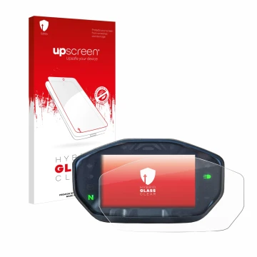 Vorderseite einer Produktverpackung mit dem Markenlogo upscreen. Daneben ist das Gerät Ducati Monster / Monster + 2021 mit dem