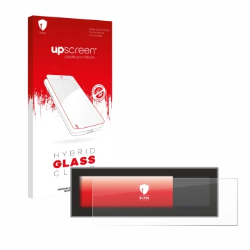 Vorderseite einer Produktverpackung mit dem Markenlogo upscreen. Daneben ist das Gerät Porsche Taycan 2021 PCM 6.0 mit dem zug