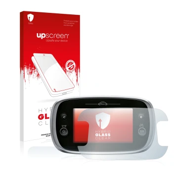 Vorderseite einer Produktverpackung mit dem Markenlogo upscreen. Daneben ist das Gerät Fiat 500X Uconnect 7