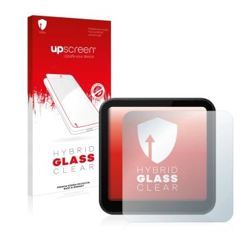 Vorderseite einer Produktverpackung mit dem Markenlogo upscreen. Daneben ist das Gerät DJI Action 2 mit dem zugehörigen Displa