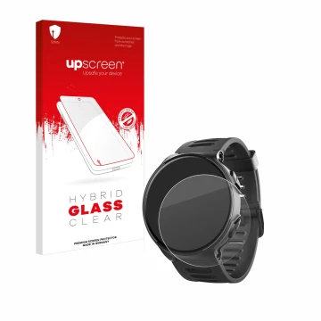 Vorderseite einer Produktverpackung mit dem Markenlogo upscreen. Daneben ist das Gerät Kiprun 500 mit dem zugehörigen Displays