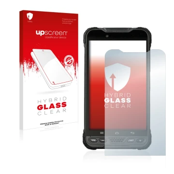 Vorderseite einer Produktverpackung mit dem Markenlogo upscreen. Daneben ist das Gerät UniStrong UT12P mit dem zugehörigen Dis