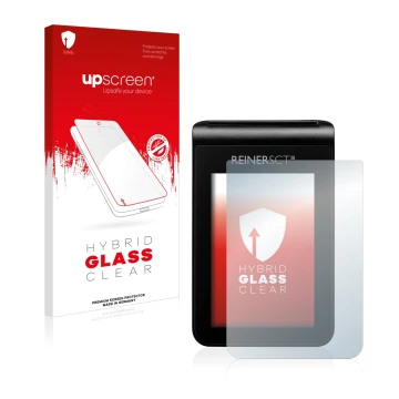 Vorderseite einer Produktverpackung mit dem Markenlogo upscreen. Daneben ist das Gerät REINER SCT tanJack deluxe mit dem zugeh