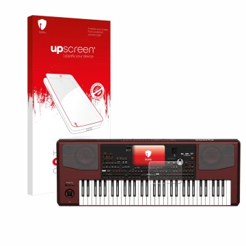 Vorderseite einer Produktverpackung mit dem Markenlogo upscreen. Daneben ist das Gerät KORG Pa1000 mit dem zugehörigen Display