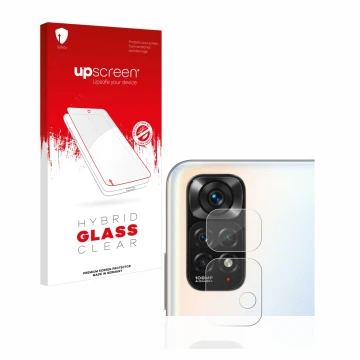 Vorderseite einer Produktverpackung mit dem Markenlogo upscreen. Daneben ist das Gerät Xiaomi Redmi Note 11S (NUR Kameraschutz