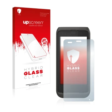 Vorderseite einer Produktverpackung mit dem Markenlogo upscreen. Daneben ist das Gerät Honeywell CT45 XP mit dem zugehörigen D