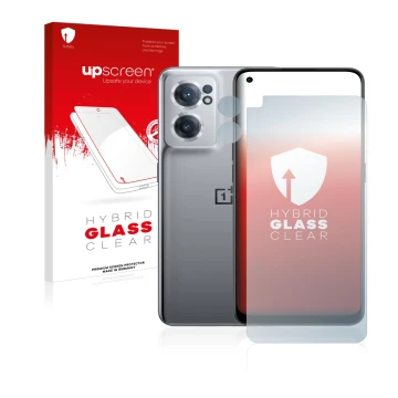 Vorderseite einer Produktverpackung mit dem Markenlogo upscreen. Daneben ist das Gerät OnePlus Nord CE 2 5G (Display+Kamera) m
