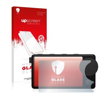 Vorderseite einer Produktverpackung mit dem Markenlogo upscreen. Daneben ist das Gerät Spotify Car Thing mit dem zugehörigen D