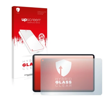 Vorderseite einer Produktverpackung mit dem Markenlogo upscreen. Daneben ist das Gerät Huawei MatePad Pro 10.8